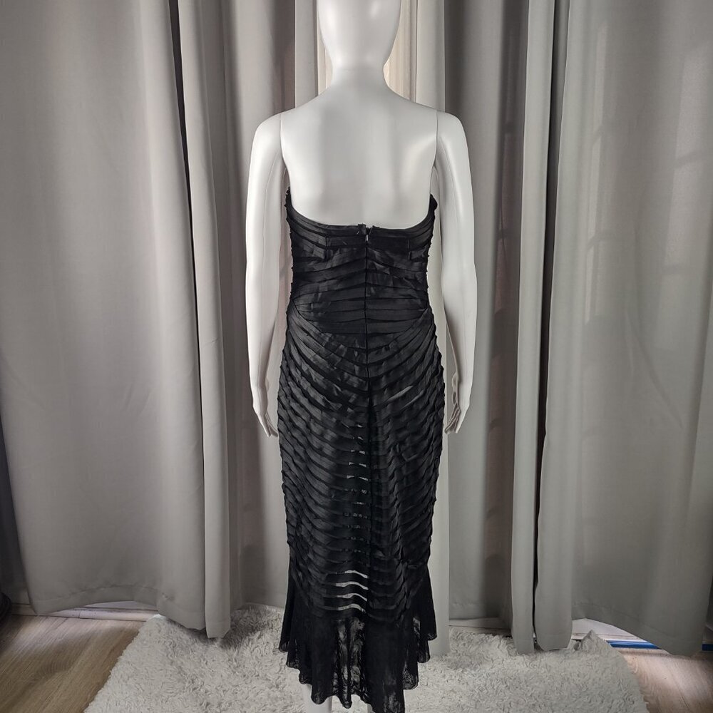 JS Collection Black Strapless Ruched Bodycon Midi Dress – Size Small (EST) - Picture 4 of 12